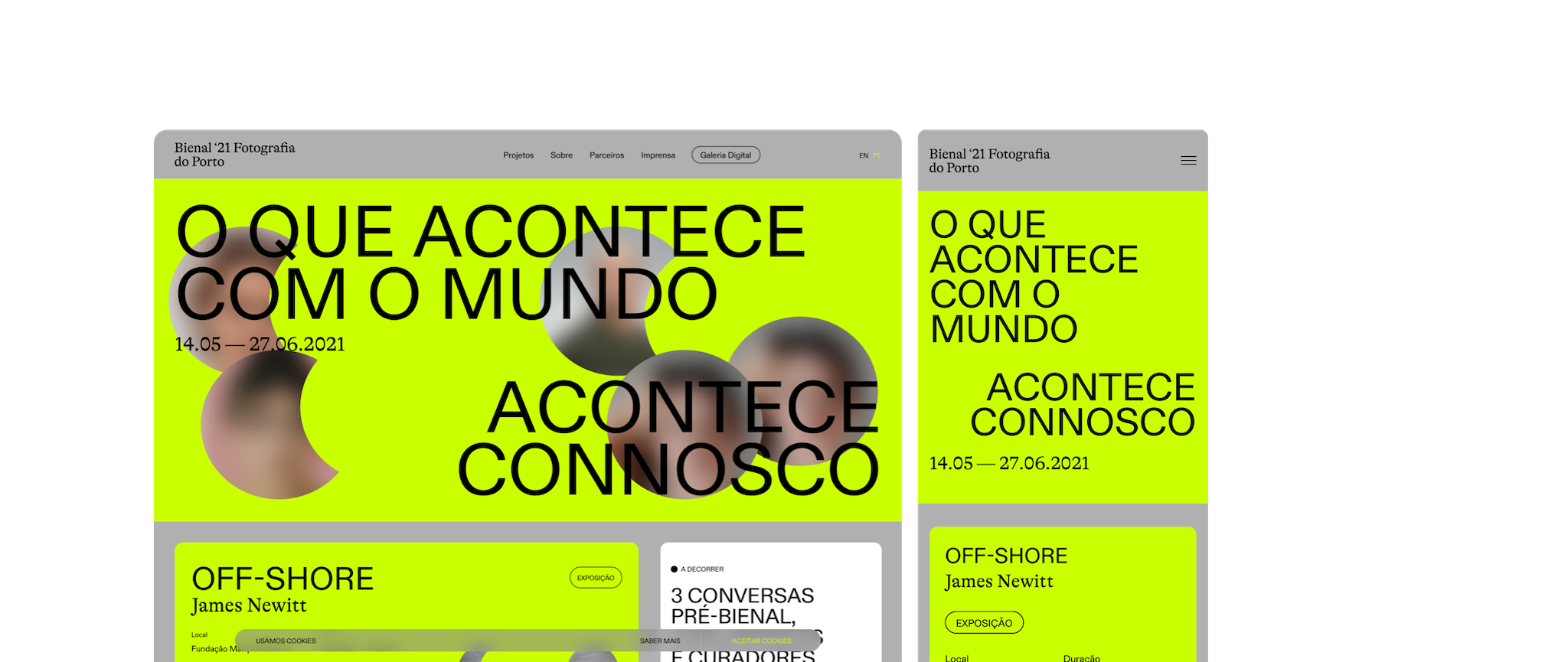 "Bienal Fotografia do Porto 2021" site home page.