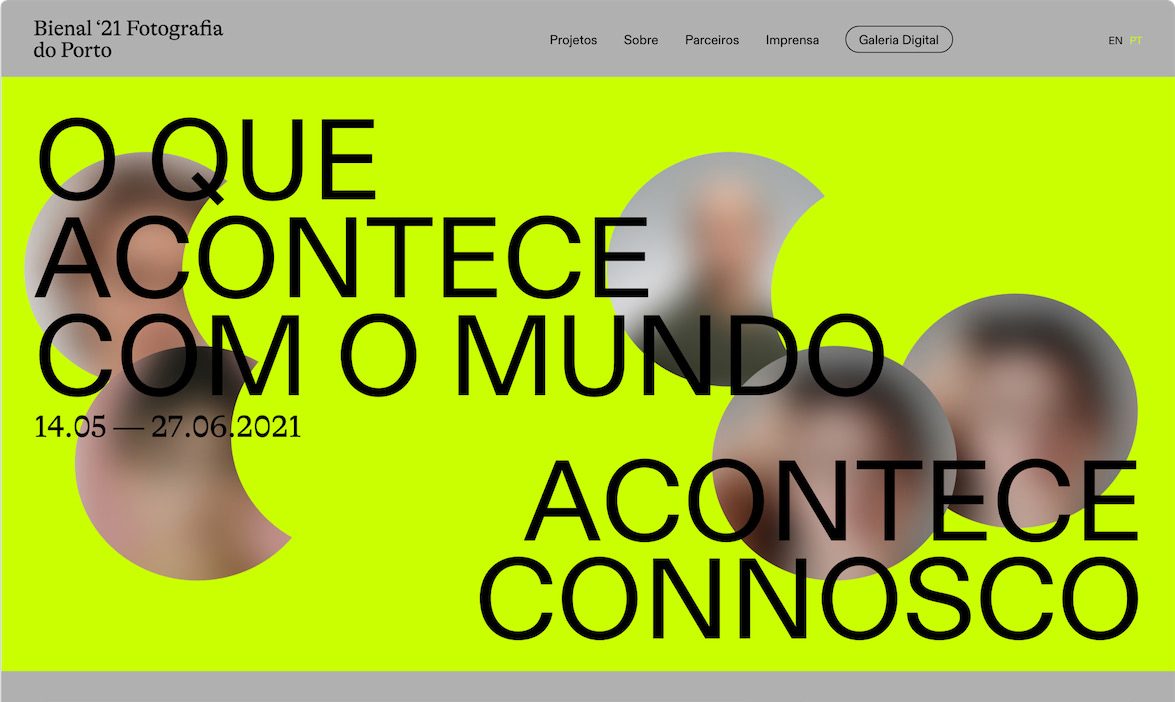 Above the fold (first section) of the home page.