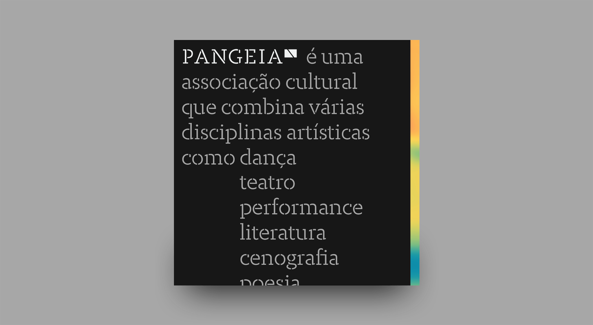 Square image for social networks where a phrase about PANGEIA can be read.